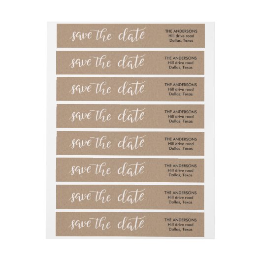 Rustiek Kraftpapier Save The Date Typografie (Vel)