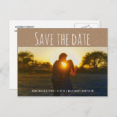 rustiek kraftpapier | Sla de datum paar foto Aankondigingskaart (Voorkant / Achterkant)