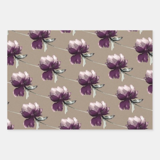 Rustiek kraftpapier stoffige rode bloemen op steng inpakpapier vel (Voorkant 3)