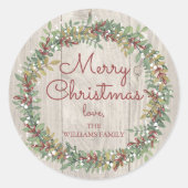 Rustiek krans Kerst sticker (Voorkant)
