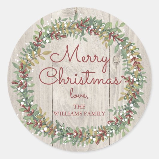 Rustiek krans Kerst sticker (Voorkant)