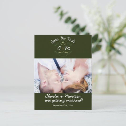 Rustiek kransbos SAVE DE DATUM Foto Briefkaart (Staand voorkant)