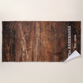 Rustiek krassen hout gepersonaliseerd strandlaken