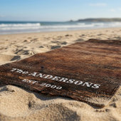 Rustiek krassen hout gepersonaliseerd strandlaken