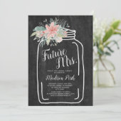 Rustiek krijt bloemenmetselaar jar script vrijgeze kaart (Staand voorkant)