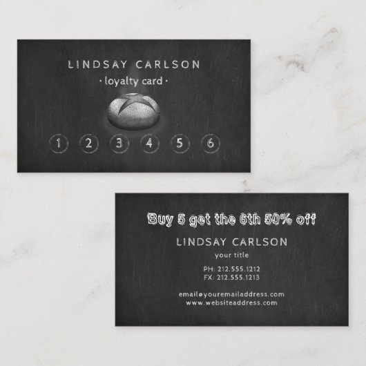 Rustiek krijtbord bakkerij loyalty card visitekaartje (Voorkant / Achterkant)