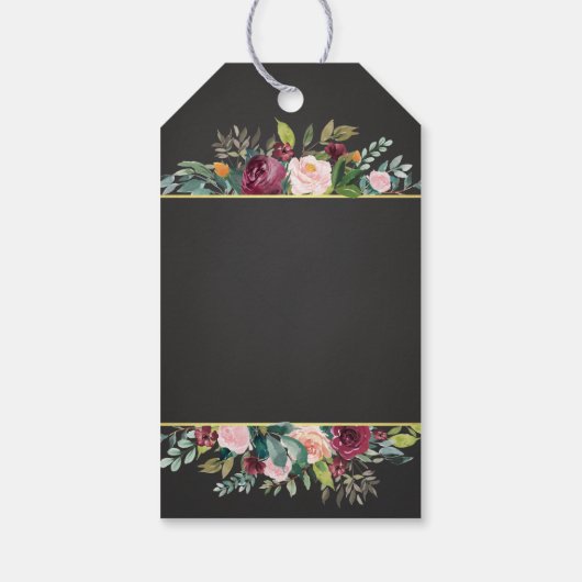 Rustiek krijtbord en bloemen dank u cadeaulabel (Achterkant)