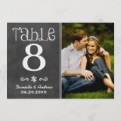 Rustiek krijtbord foto bruiloft tafel nummer kaart (Achterkant)