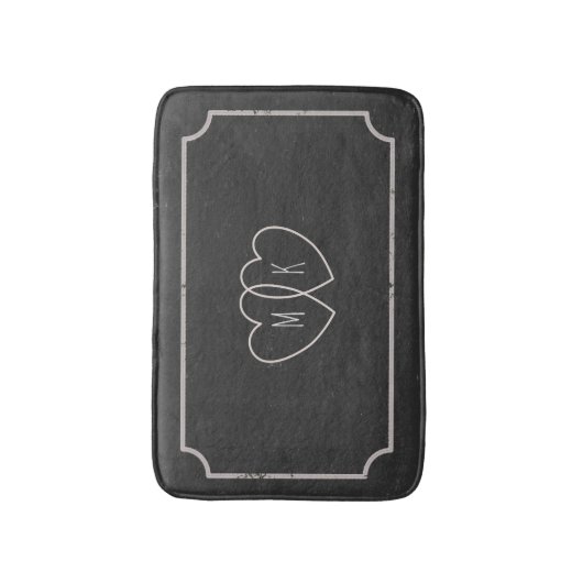 Rustiek krijtbord hart paar Monogram badmat (Voorkant Verticaal)