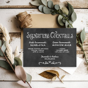 Rustiek krijtbord Huwelijks Signature Cocktails Bo