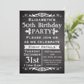 Rustiek krijtbord leisteen 50e verjaardagsfeest kaart (Staand voorkant)