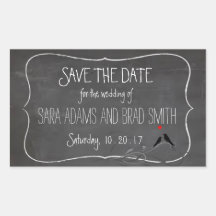 Rustiek krijtbord Lovebirds Save the Date Stickers