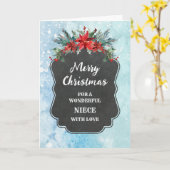 Rustiek krijtbord nicht vrolijk kerstfeest kaart (Gele Bloem)