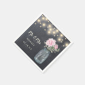 Rustiek krijtbord pioen bloemenmetselaar | Bruilof Servet (Hoek)