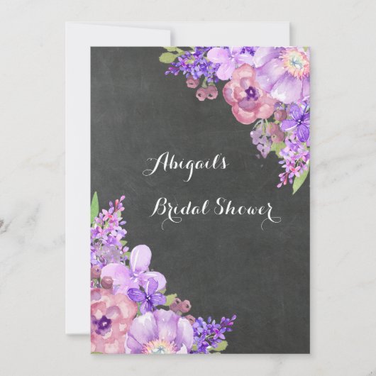 Rustiek krijtbord Purple Flowers Vrijgezellenfeest Kaart (Voorkant)