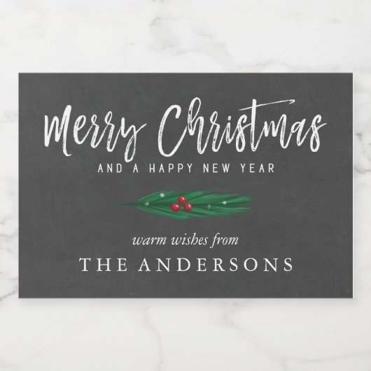 Rustiek krijtbord Vrolijk kerstfeest Voedselcontainer Etiket (Enkel label)