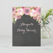 Rustiek Krijtbord Waterverf Bloemen Baby shower Kaart (Staand voorkant)