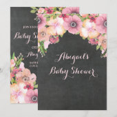 Rustiek Krijtbord Waterverf Bloemen Baby shower Kaart (Voorkant / Achterkant)