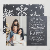 Rustiek krijtbord Zeer Vrolijk Kerstmis Foto Feestdagenkaart (Voorkant / Achterkant)