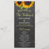 Rustiek krijtbord zonnebloemen bruiloft programma programmakaart (Voorkant)