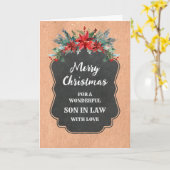 Rustiek krijtbord Zoon in de wet Vrolijk Kerstfees Kaart (Gele Bloem)