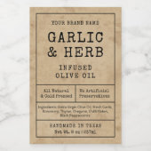 Rustiek Kruid Saus Olie Fles Label Wijn Etiket (Enkel label)