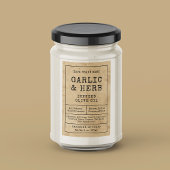 Rustiek Kruid Saus Olie Fles Label Wijn Etiket