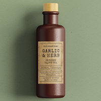 Rustiek Kruid Saus Olie Fles Label