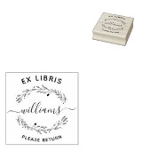 Rustiek laat script familienaam ex libris boek rubberstempel (Gestempeld)