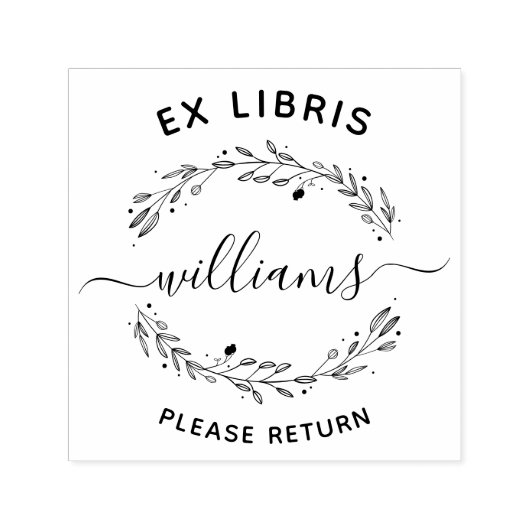 Rustiek laat script familienaam ex libris boek zelfinktende stempel (Design)
