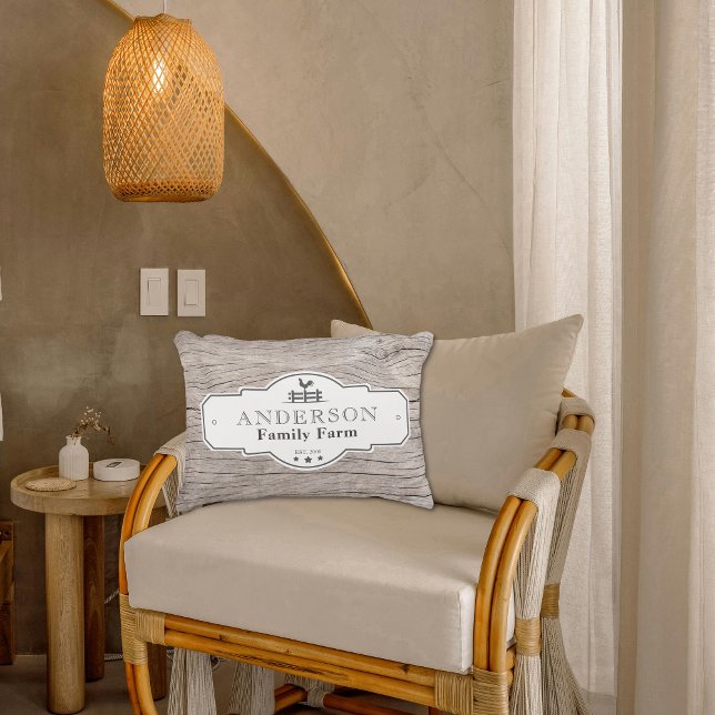 Rustiek  Label Grens Familie Boerderij Accent Kussen (Rustic Vintage Label Border Family Farm Accent Pillow)