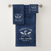 Rustiek Lake House familienaam Blue Wood Bad Handdoek (Insitu)
