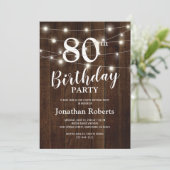 Rustiek Land 80ste verjaardagsfeestje Kaart (Staand voorkant)