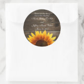 Rustiek Land Aangepaste Bruiloft Hout & Zonnebloem Ronde Sticker (Tas)