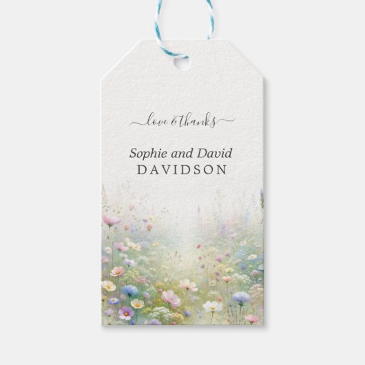 Rustiek Land Aquarel Wildbloemen Bruiloft Cadeaulabel (Voorkant)