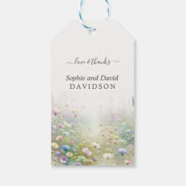 Rustiek Land Aquarel Wildbloemen Bruiloft Cadeaulabel