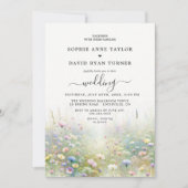 Rustiek Land Aquarel Wildbloemen Bruiloft Kaart (Voorkant)