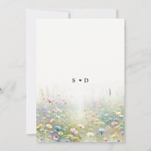 Rustiek Land Aquarel Wildbloemen Bruiloft Kaart (Achterkant)