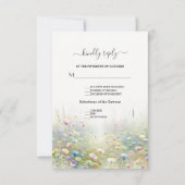 Rustiek Land Aquarel Wildbloemen Bruiloft RSVP Kaartje (Voorkant)