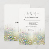 Rustiek Land Aquarel Wildbloemen Bruiloft RSVP Kaartje (Voorkant / Achterkant)