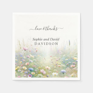 Rustiek Land Aquarel Wildbloemen Bruiloft Servet