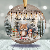 Rustiek land baby eerste kerst baby beer keramisch ornament