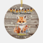 Rustiek land baby eerste kerstvos keramisch ornament (Voorkant)