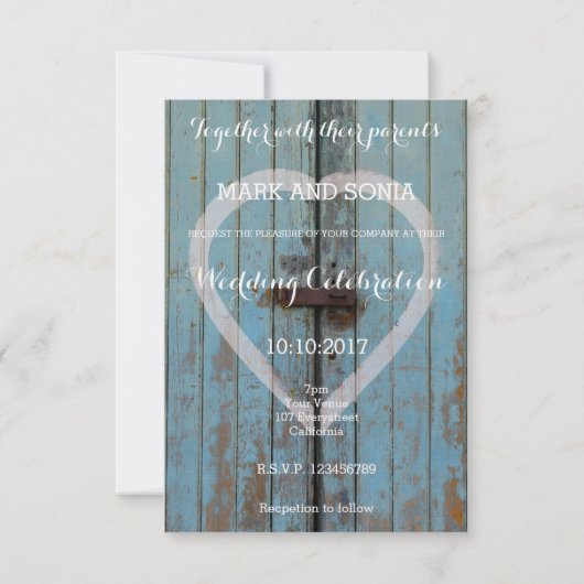 Rustiek land bard deur bruiloft uitnodiging (Achterkant)