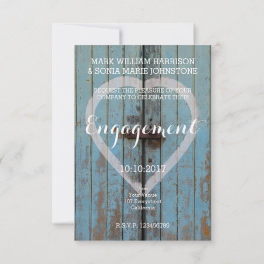 Rustiek land bard door Verlovingsfeest Kaart (Achterkant)