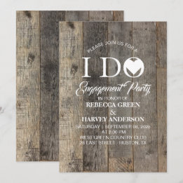 rustiek land barnwood I DO Verlovingsfeest Kaart
