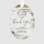 Rustiek land berk boom hart bruiloft dank u ornament (achterkant)