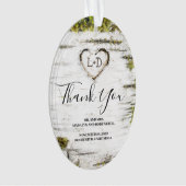 Rustiek land berk boom hart bruiloft dank u ornament (voorkant)