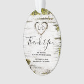 Rustiek land berk boom hart bruiloft dank u ornament (voorkant)