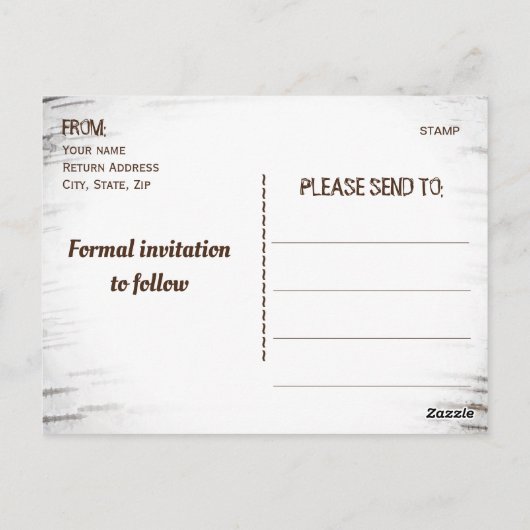 Rustiek Land Berk Hart initialen Save The Date Briefkaart (Achterkant)